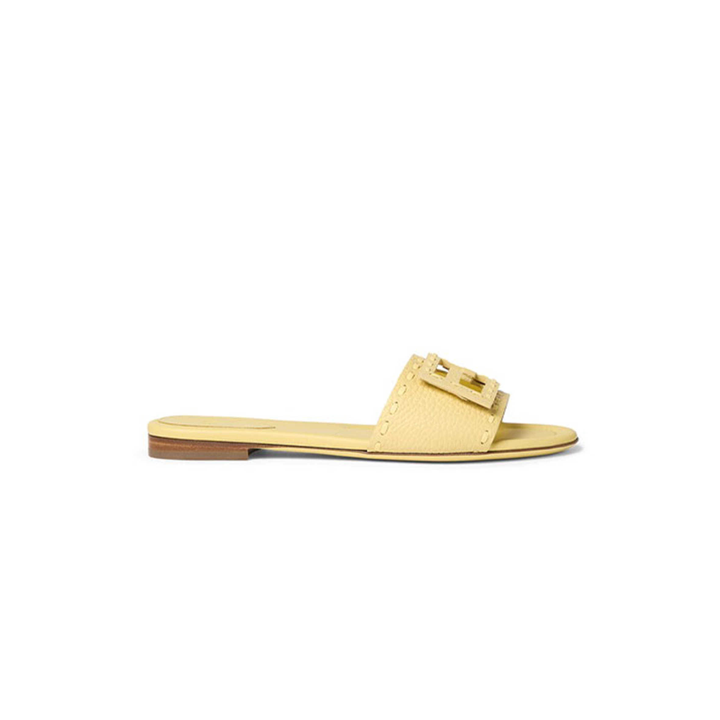 FENDI BAGUETTE YELLOW LEATHER SLIDES 8R8136AQY2F1TKV